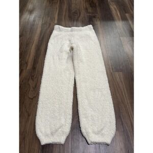 Skims Pants Womens L/XL White Fuzzy Knit Jogger Lounge Cuffed Cozy Sweatpants